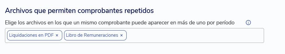 Configuración de archivos que permiten comprobantes repetidos